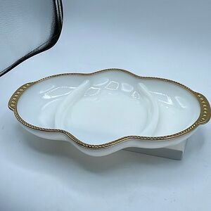 Vintage Anchor Hoking Fire-King divided relish tray 22K trim.
